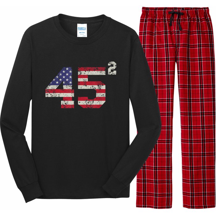 45 Squared Trump 2024 Second Term USA Vintage Pro American Long Sleeve Pajama Set