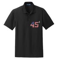 45 Squared Trump 2024 Second Term USA Vintage Pro American Dry Zone Grid Polo