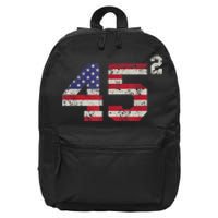 45 Squared Trump 2024 Second Term USA Vintage Pro American 16 in Basic Backpack