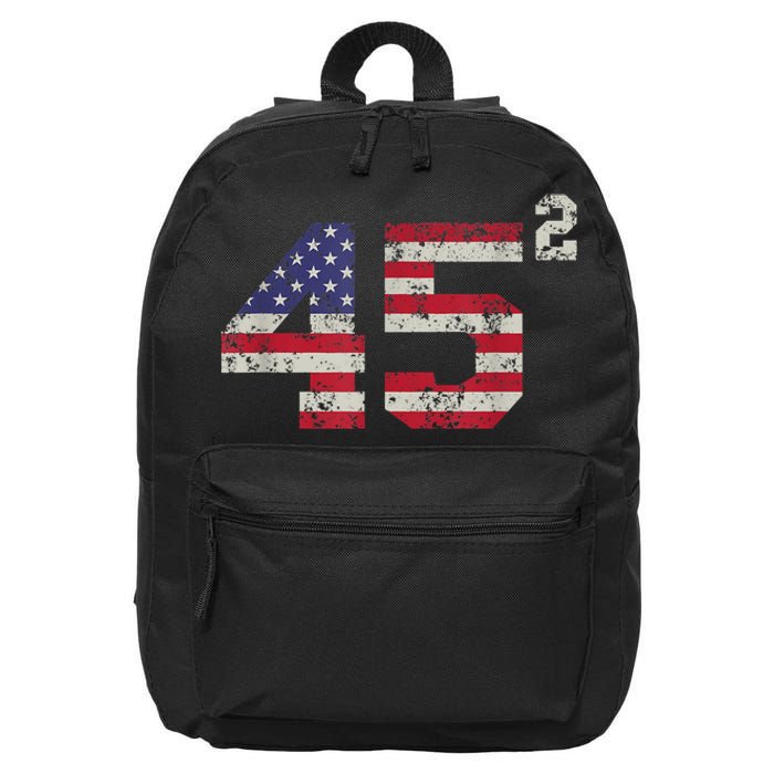 45 Squared Trump 2024 Second Term USA Vintage Pro American 16 in Basic Backpack