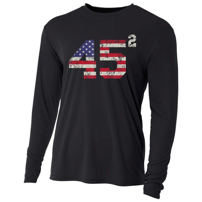 45 Squared Trump 2024 Second Term USA Vintage Pro American Cooling Performance Long Sleeve Crew