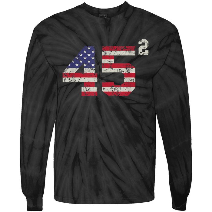 45 Squared Trump 2024 Second Term USA Vintage Pro American Tie-Dye Long Sleeve Shirt