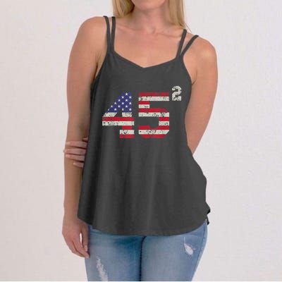 45 Squared Trump 2024 Second Term USA Vintage Pro American Women's Strappy Tank