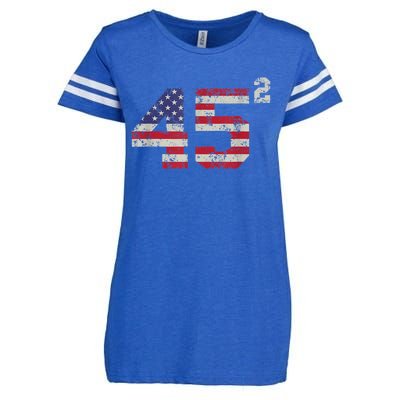 45 Squared Trump 2024 Second Term USA Vintage Pro American Enza Ladies Jersey Football T-Shirt