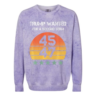 45 Squared Trump Wanted For Second Term 2024 Colorblast Crewneck Sweatshirt