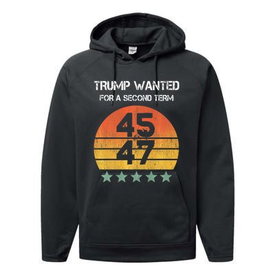 45 Squared Trump Wanted For Second Term 2024 Performance Fleece Hoodie