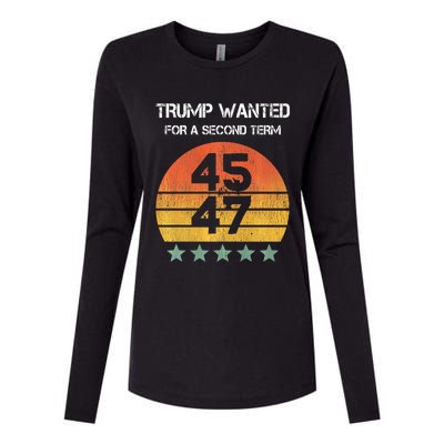 45 Squared Trump Wanted For Second Term 2024 Womens Cotton Relaxed Long Sleeve T-Shirt