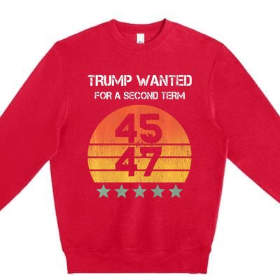 45 Squared Trump Wanted For Second Term 2024 Premium Crewneck Sweatshirt