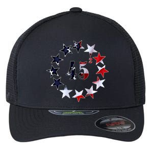 45 Squared Trump Betsy Ross Distressed Flag 2024 Second Term Gift Flexfit Unipanel Trucker Cap