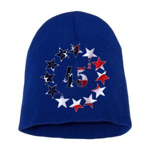 45 Squared Trump Betsy Ross Distressed Flag 2024 Second Term Gift Short Acrylic Beanie