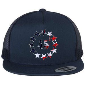 45 Squared Trump Betsy Ross Distressed Flag 2024 Second Term Gift Flat Bill Trucker Hat