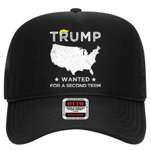 45 SQUARED TRUMP WANTED FOR SECOND TERM 2024 High Crown Mesh Back Trucker Hat