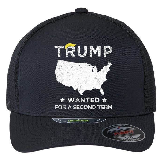 45 SQUARED TRUMP WANTED FOR SECOND TERM 2024 Flexfit Unipanel Trucker Cap