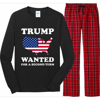 45 SQUARED TRUMP WANTED FOR SECOND TERM 2024 Pro Trump Long Sleeve Pajama Set