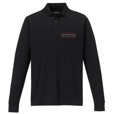 45 Squared Trump Wanted For Second Term 2024 Performance Long Sleeve Polo