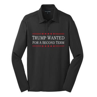 45 Squared Trump Wanted For Second Term 2024 Silk Touch Performance Long Sleeve Polo