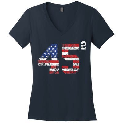 45 Squared Trump 2024 Women's V-Neck T-Shirt