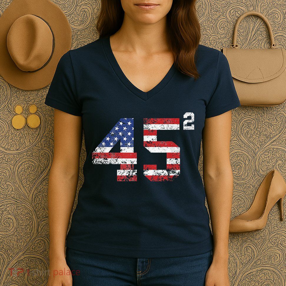 45 Squared Trump 2024 Women's V-Neck T-Shirt