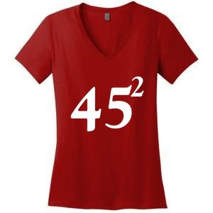 45 Squared Trump 2024 Second Term Women's V-Neck T-Shirt