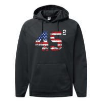 45 Squared Trump Second Term American Flag Vintage Performance Fleece Hoodie