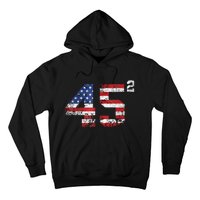 45 Squared Trump Second Term American Flag Vintage Hoodie