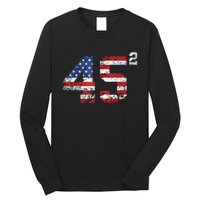 45 Squared Trump Second Term American Flag Vintage Long Sleeve Shirt