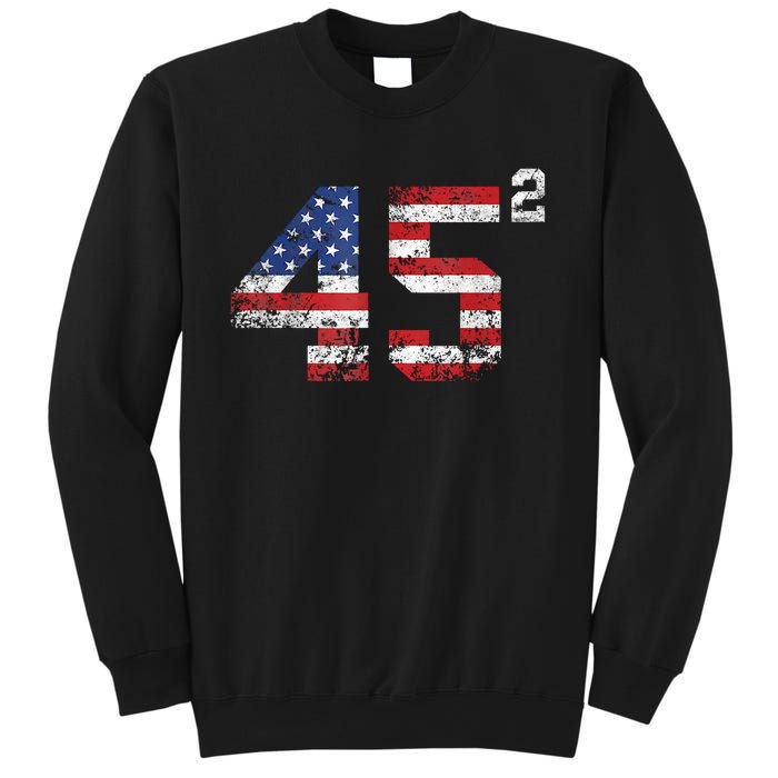 45 Squared Trump Second Term American Flag Vintage Sweatshirt