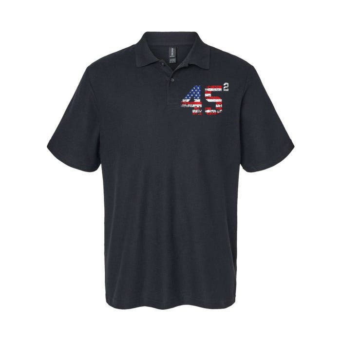 45 Squared Trump Second Term American Flag Vintage Softstyle Adult Sport Polo