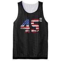 45 Squared Trump Second Term American Flag Vintage Mesh Reversible Basketball Jersey Tank