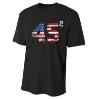 45 Squared Trump Second Term American Flag Vintage Performance Sprint T-Shirt