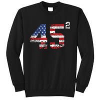 45 Squared Trump Second Term American Flag Vintage Tall Sweatshirt