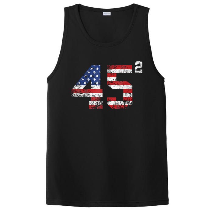 45 Squared Trump Second Term American Flag Vintage PosiCharge Competitor Tank