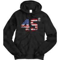 45 Squared Trump Second Term American Flag Vintage Tie Dye Hoodie