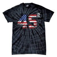 45 Squared Trump Second Term American Flag Vintage Tie-Dye T-Shirt