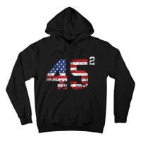 45 Squared Trump Second Term American Flag Vintage Tall Hoodie