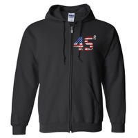 45 Squared Trump Second Term American Flag Vintage Full Zip Hoodie