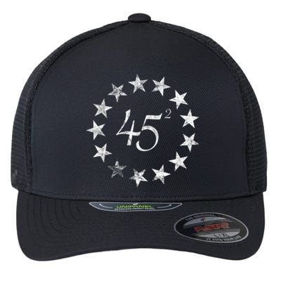 45 Squared Trump Betsy Ross Flag 2020 Second Term Flexfit Unipanel Trucker Cap