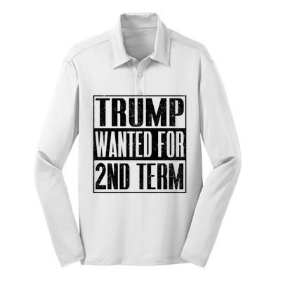 45 Squared Trump Wanted For Second Term 2024 Pro Trump Silk Touch Performance Long Sleeve Polo