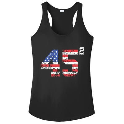 45 Squared Trump 2024 Second Term Usa Vintage Ladies PosiCharge Competitor Racerback Tank