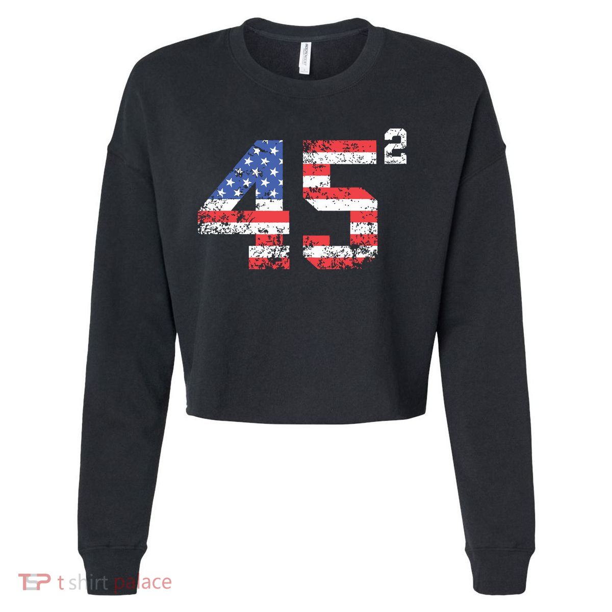 45 Squared Trump 2024 Second Term Usa Vintage Cropped Pullover Crew
