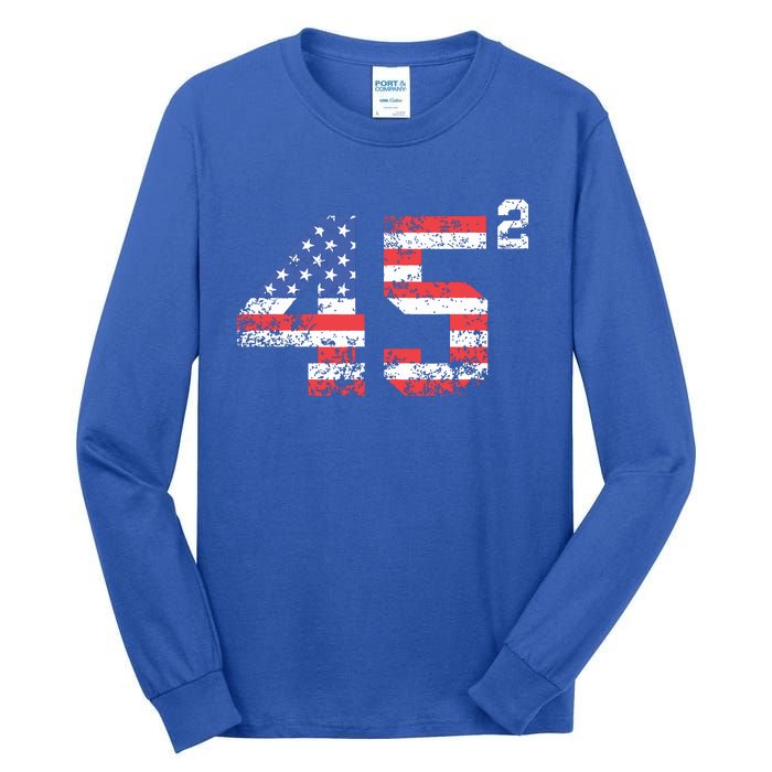 45 Squared Trump 2024 Second Term Usa Vintage Tall Long Sleeve T-Shirt