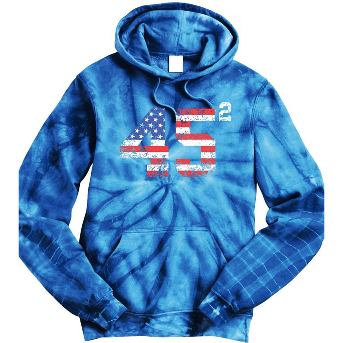 45 Squared Trump 2024 Second Term Usa Vintage Tie Dye Hoodie