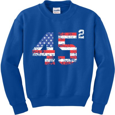 45 Squared Trump 2024 Second Term Usa Vintage Kids Sweatshirt