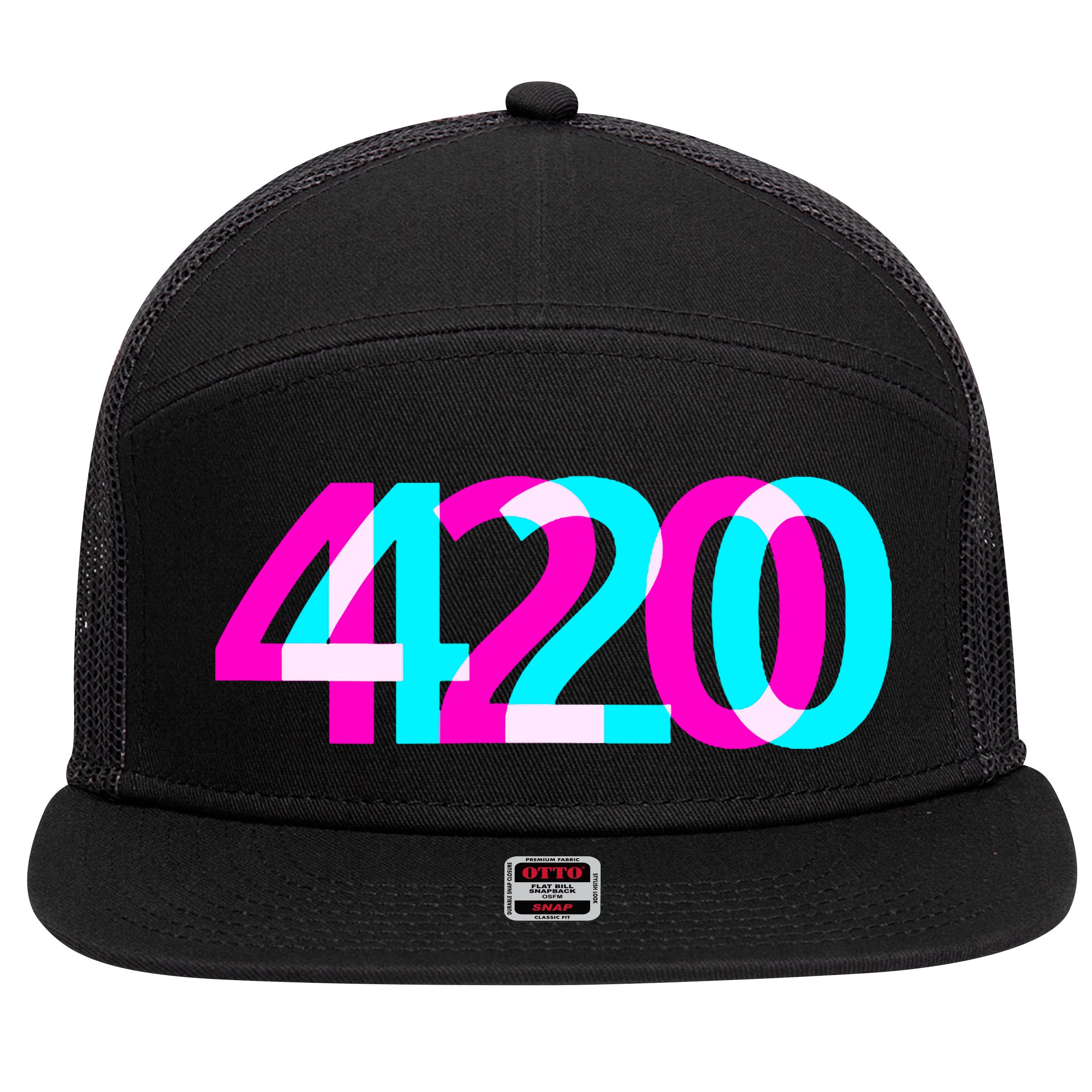 420 Stoner Weed Cannabis Marijuana Kush Joint 7 Panel Mesh Trucker Snapback Hat