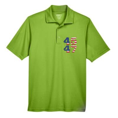 4547 Trump 2024 Vintage Usa Flag Retro 45 47 Trump 2024 Men's Origin Performance Pique Polo