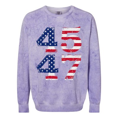 4547 Trump 2024 Vintage Usa Flag Retro 45 47 Trump 2024 Colorblast Crewneck Sweatshirt