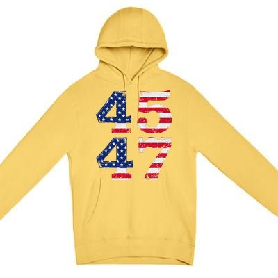 4547 Trump 2024 Vintage Usa Flag Retro 45 47 Trump 2024 Premium Pullover Hoodie