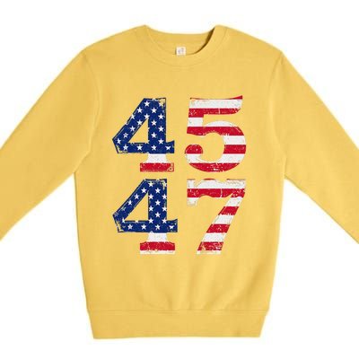 4547 Trump 2024 Vintage Usa Flag Retro 45 47 Trump 2024 Premium Crewneck Sweatshirt