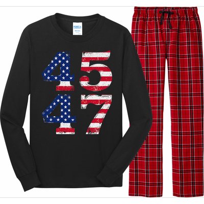 4547 Trump 2024 Vintage Usa Flag Retro 45 47 Trump 2024 Long Sleeve Pajama Set