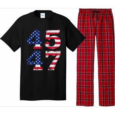 4547 Trump 2024 Vintage Usa Flag Retro 45 47 Trump 2024 Pajama Set